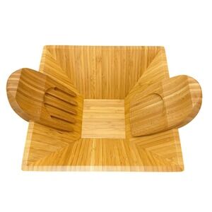 Pampered Chef Large Bamboo Wood Square Bowl & Salad Bamboo Wood Claws Set